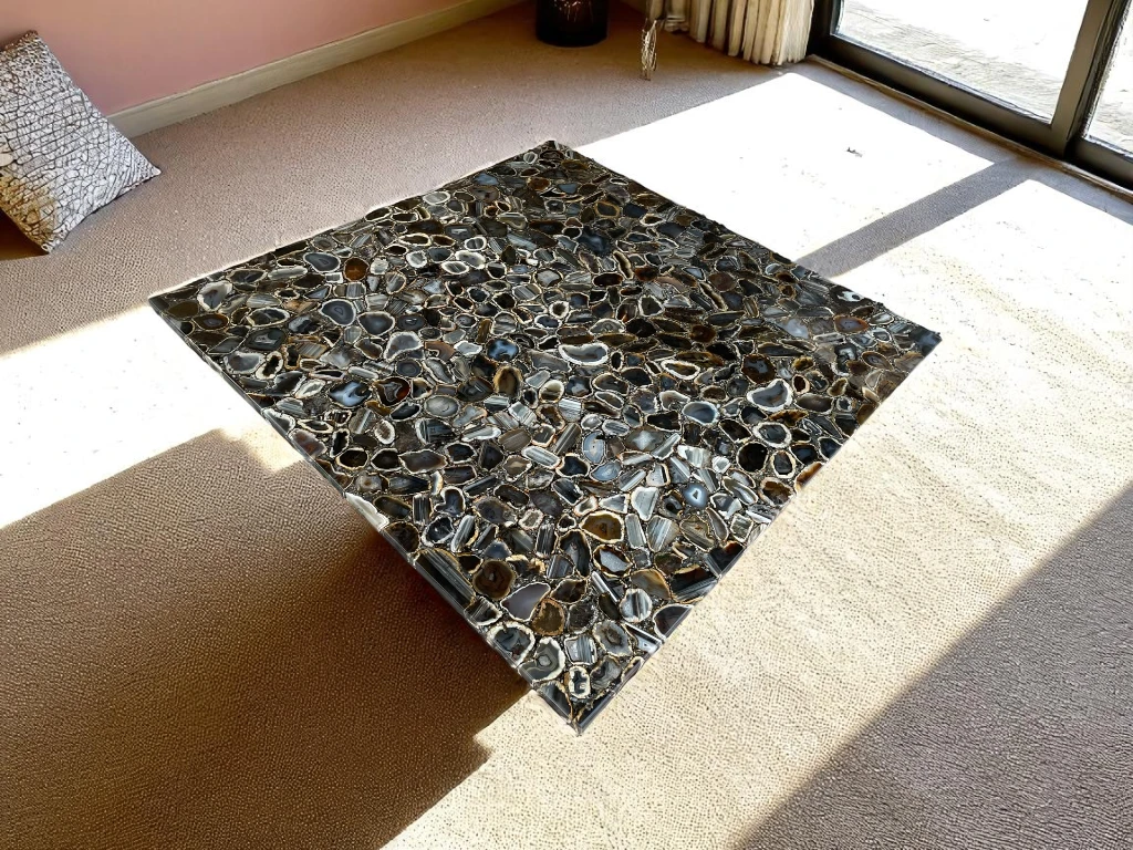 Luxury Black Agate Stone Side Table – Natural, Polished & Unique